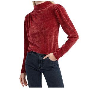 Express womens Size M SWEATER Supersoft Chenille Ruched Shoulder Mock Neck
